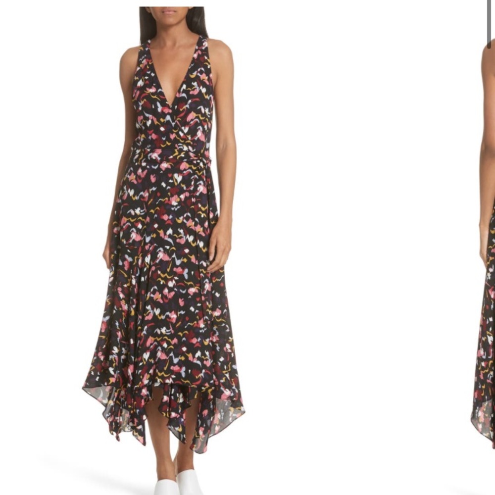 A.L.C Roslyn Silk Handkerchief Assymetrical dress